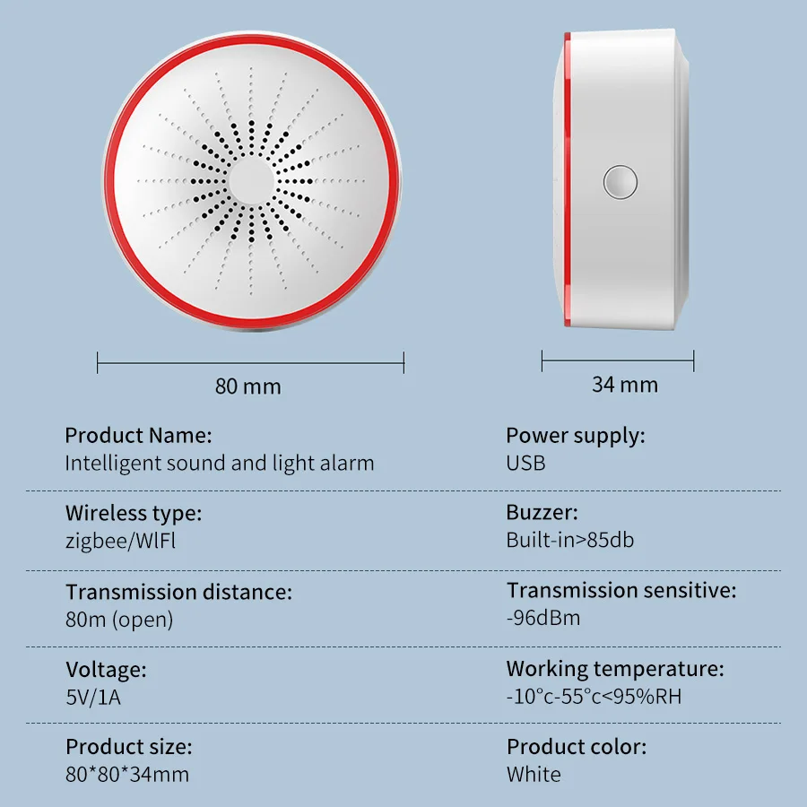 Tuya WiFi ZigBee Smart Alarm S - Home Security Lights recension och pris