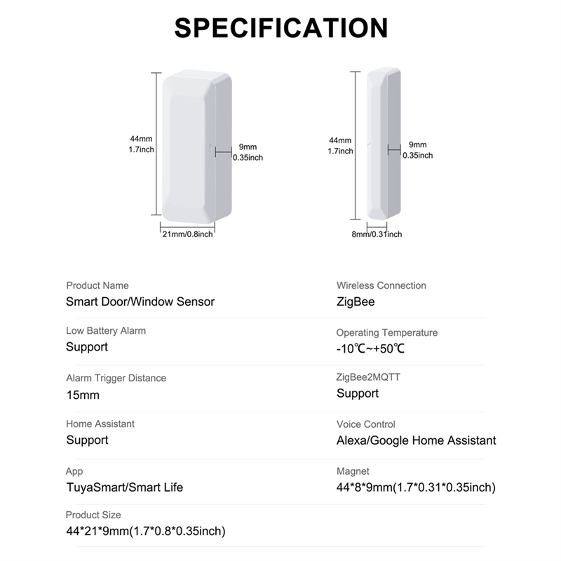 ABLG Tuya Zigbee Door Sensor W - Home Security Wireless recension och pris