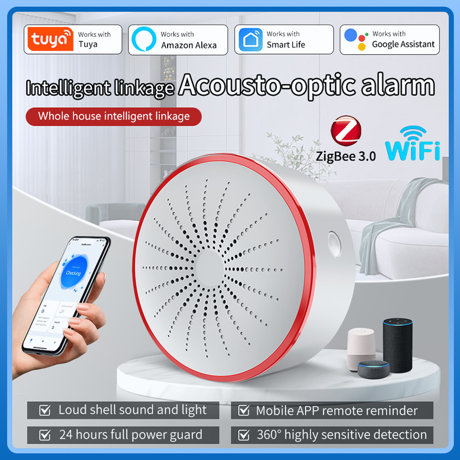 Tuya WiFi ZigBee Alarm Siren S - Home Security Lights recension och pris