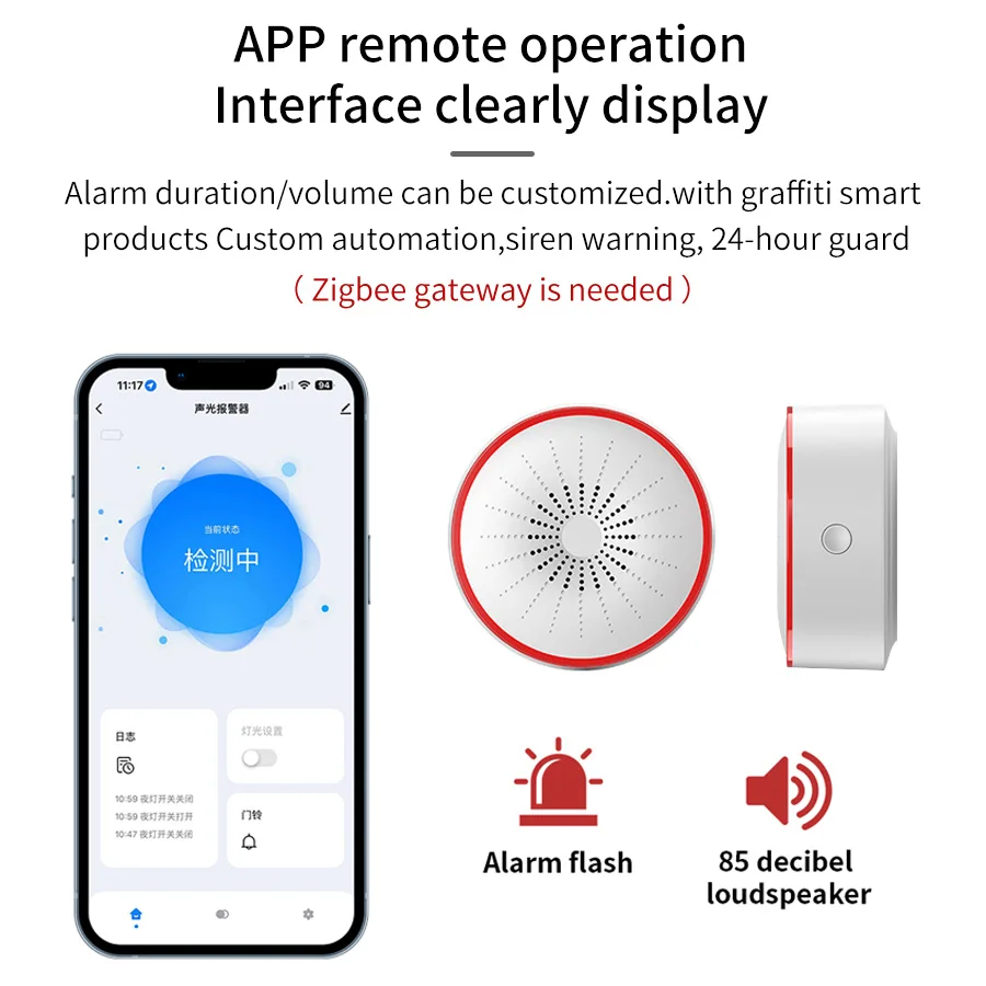 Tuya WiFi ZigBee Alarm Siren S - Home Security Lights recension och pris